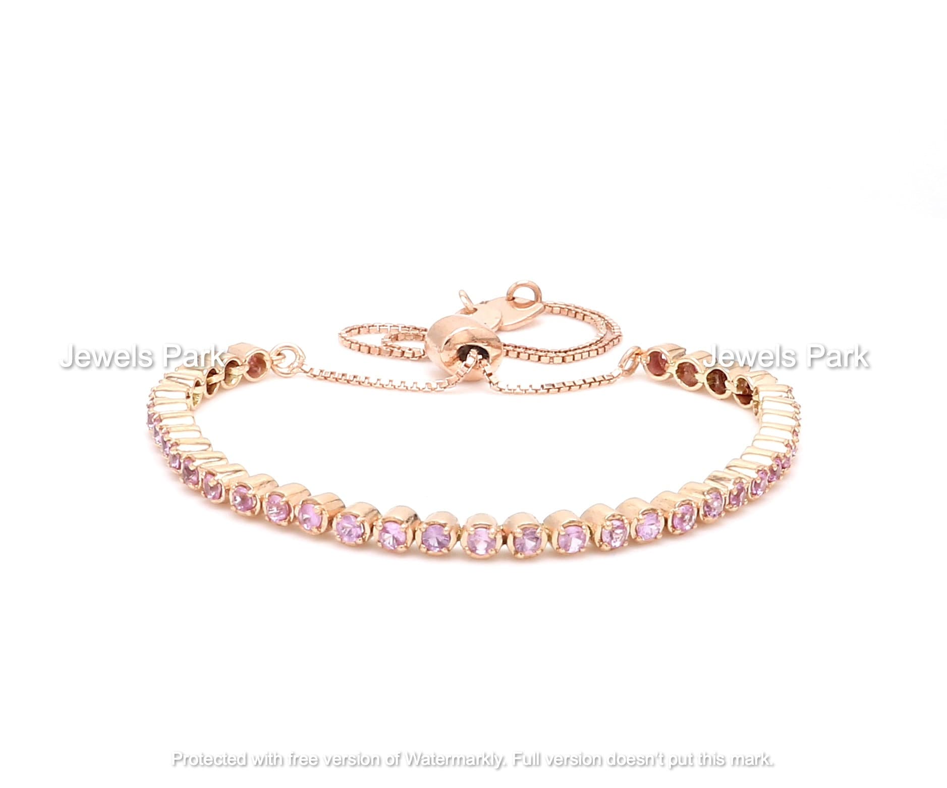 Rosa Saphir Bolo Kette Armband 14K 18K Gold | Natürliches 2, 0 Mm Rosa Verstellbares Kettenarmband Tennis von JewelsPark