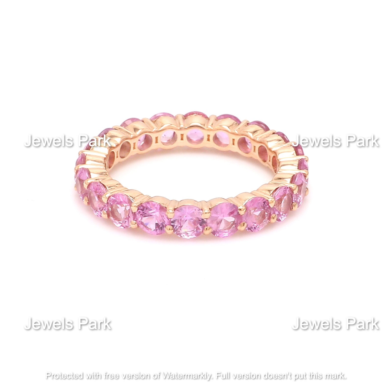 Rosa Saphir Eternity Bandring in 14K Gold | Natürlicher Rosa Ring Gold Ehering Geburtsstein von JewelsPark