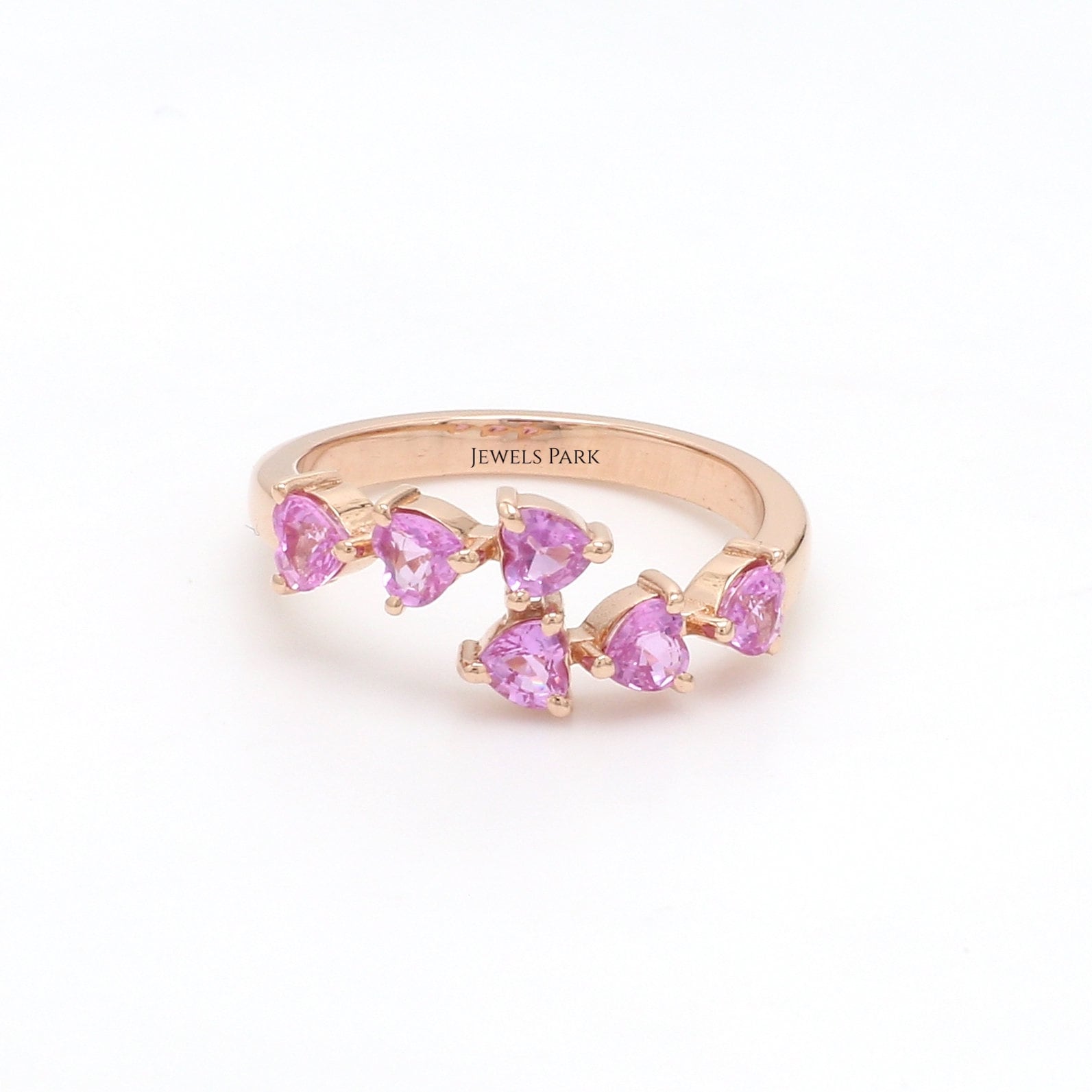 Pink Saphir Herz Ring Gold | Natürlicher Rosa Pinkes Infinity Band von JewelsPark