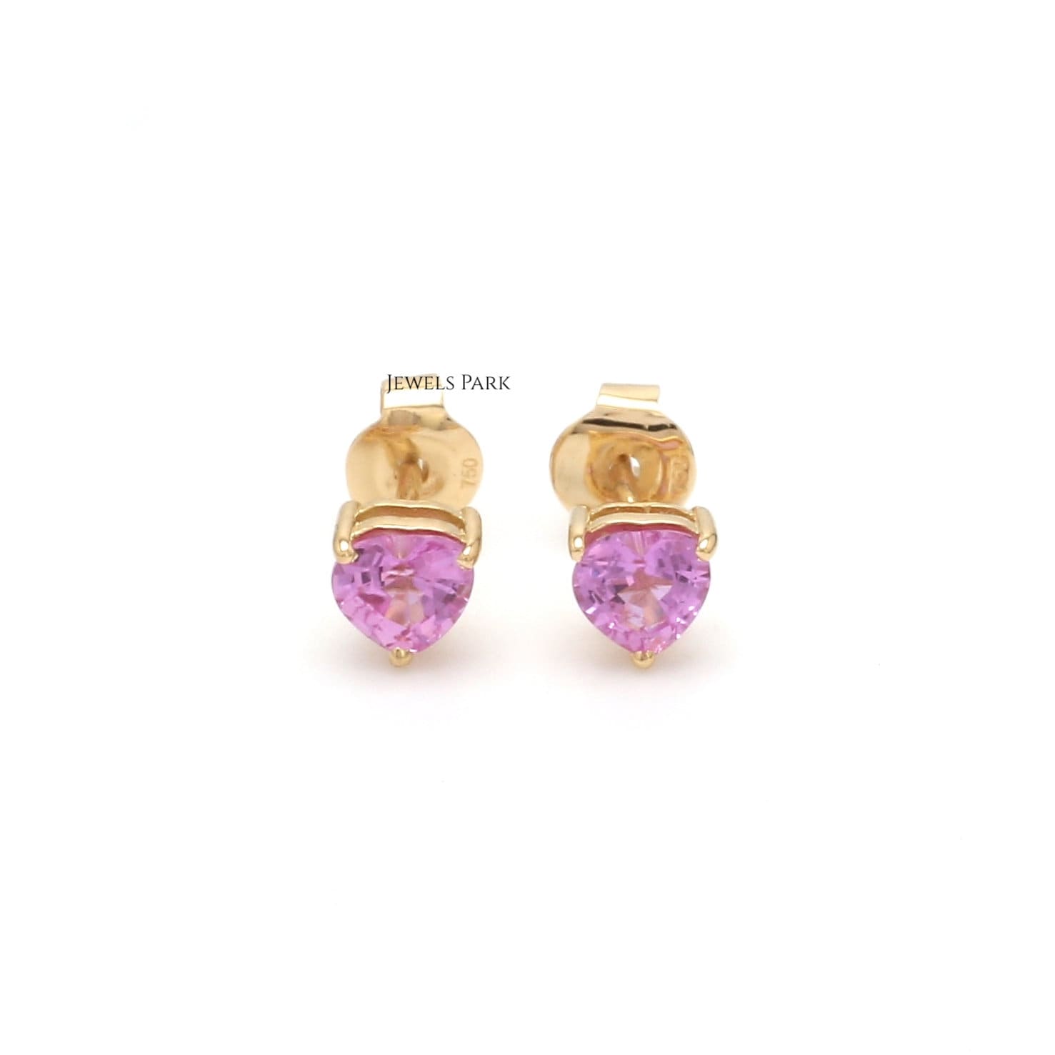 Rosa Saphir Herzform Ohrstecker 14K Gold | Natürliche 4mm Rosa Tops Ohrringe Pink Solitär Ohrring Im Heart Cut von JewelsPark