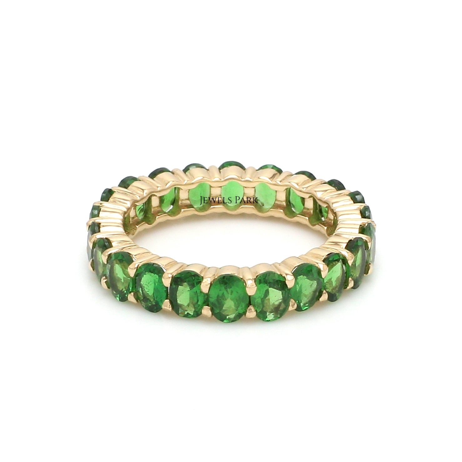 Tsavorit Granat Oval Cut Eternity Ring Gold | Natürlicher Grüner Memory Ovaler von JewelsPark