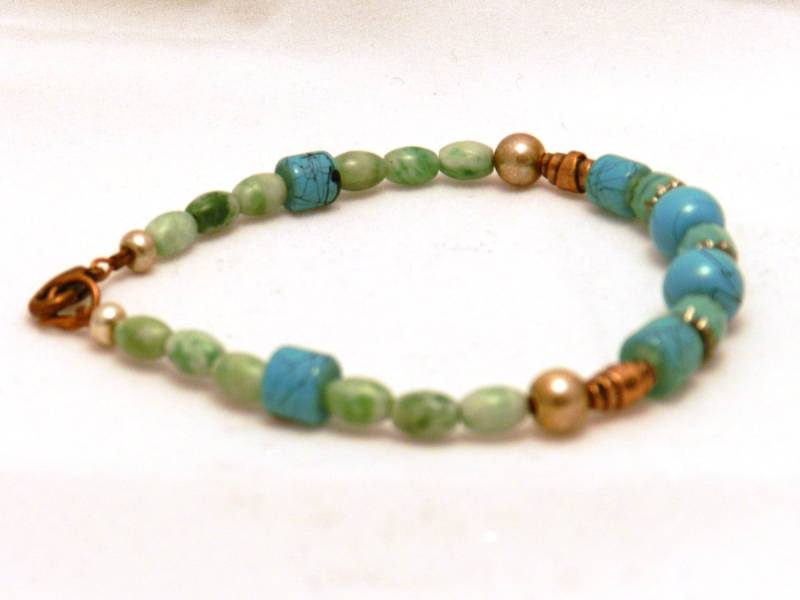 Türkis Und Kupfer Perlen Armband Türkis Und Kupfer Perlen Armband von JewelsYogaTurtle