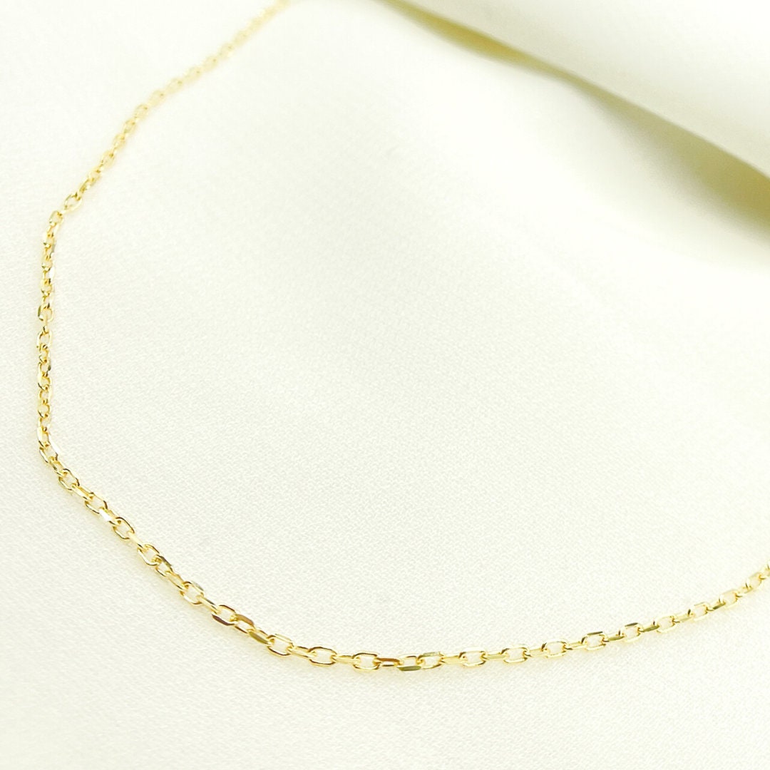 14K Solid Gold Kabel Halskette 16, 18 & 20 Zoll. Zierliche Kette, Echt Glänzende Zarte Halskette. Groß Schmuck. 0401767F von Jewelsandchains