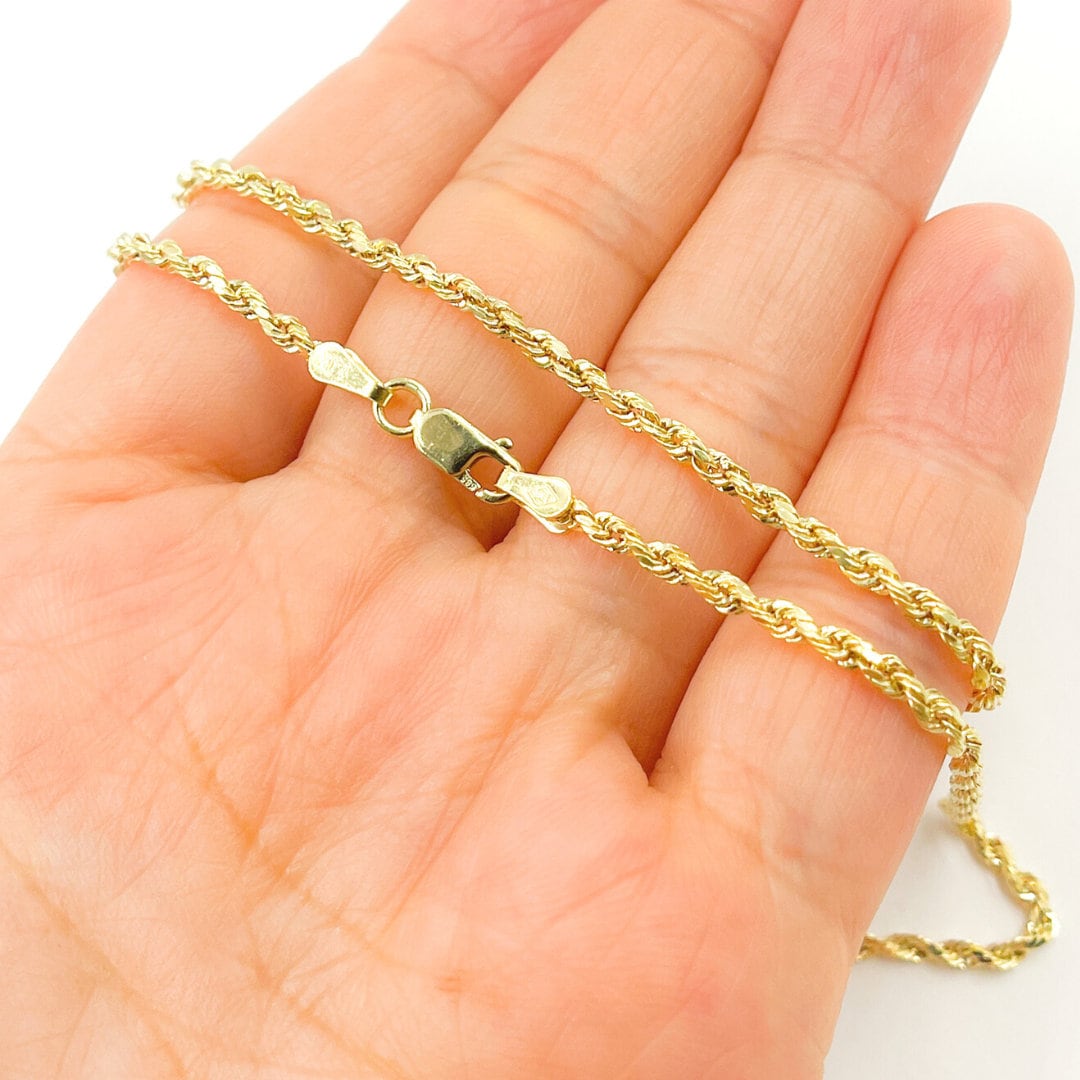 14K Solid Gold Seil Halskette 16 & 18 Zoll. Echtes Rope Halskette. 2mm Seil-stil Schmuck Geschenk. 14K30 von Jewelsandchains