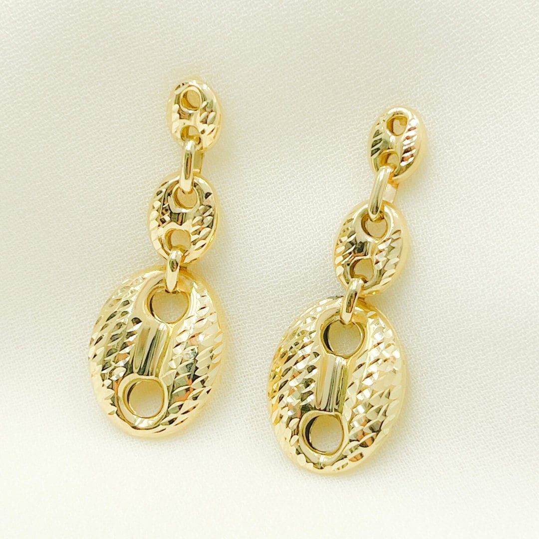 14K Solide Hohle Gold Puffed Mariner Diamant Geschnitten Ohrringe. 33x13mm Lang. Solid Link, Glänzende Ohrringe Für Damen. Ger86 14K Solide Hohle Gold Puffed Mariner Diamant Geschnitten Ohrringe. 33x13mm Lang. Solid Link, Glänzende Ohrringe Für Damen. Ger86 von Jewelsandchains