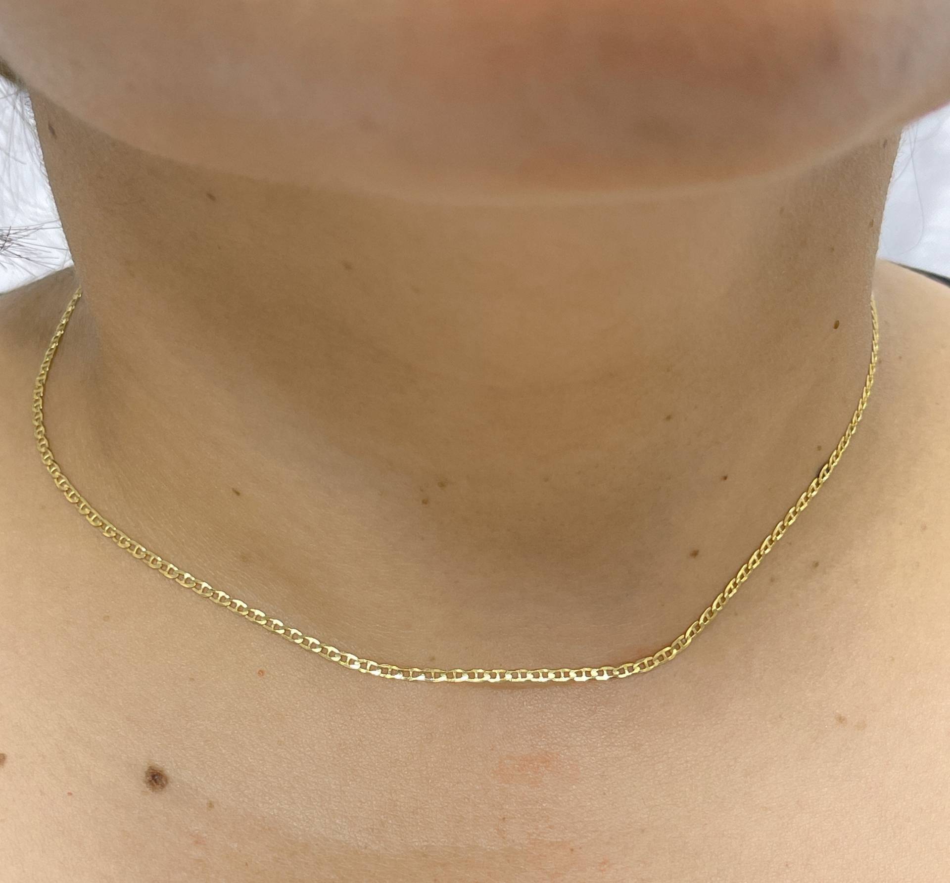 Solid Gold 16 & 18 "Anker Kette, 14K Echt Marina Bulk Halskette, Flach Kette von Jewelsandchains