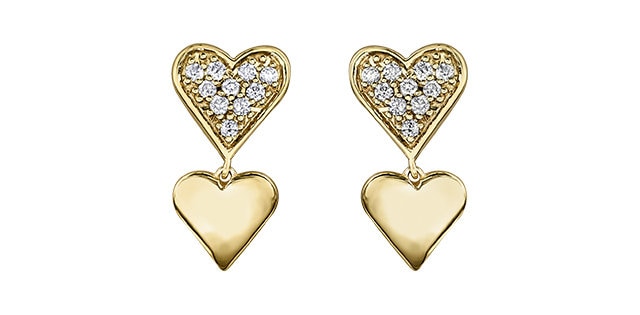 10K Gelbgold Diamant Herz Ohrringe 0, 10Cttw von JewelsbyKSBDesigns