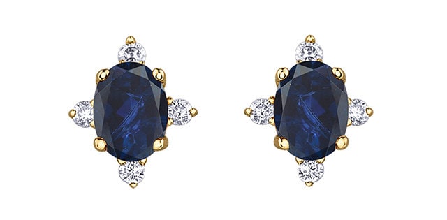 10K Gelbgold Saphir Und Diamant Ohrringe von JewelsbyKSBDesigns