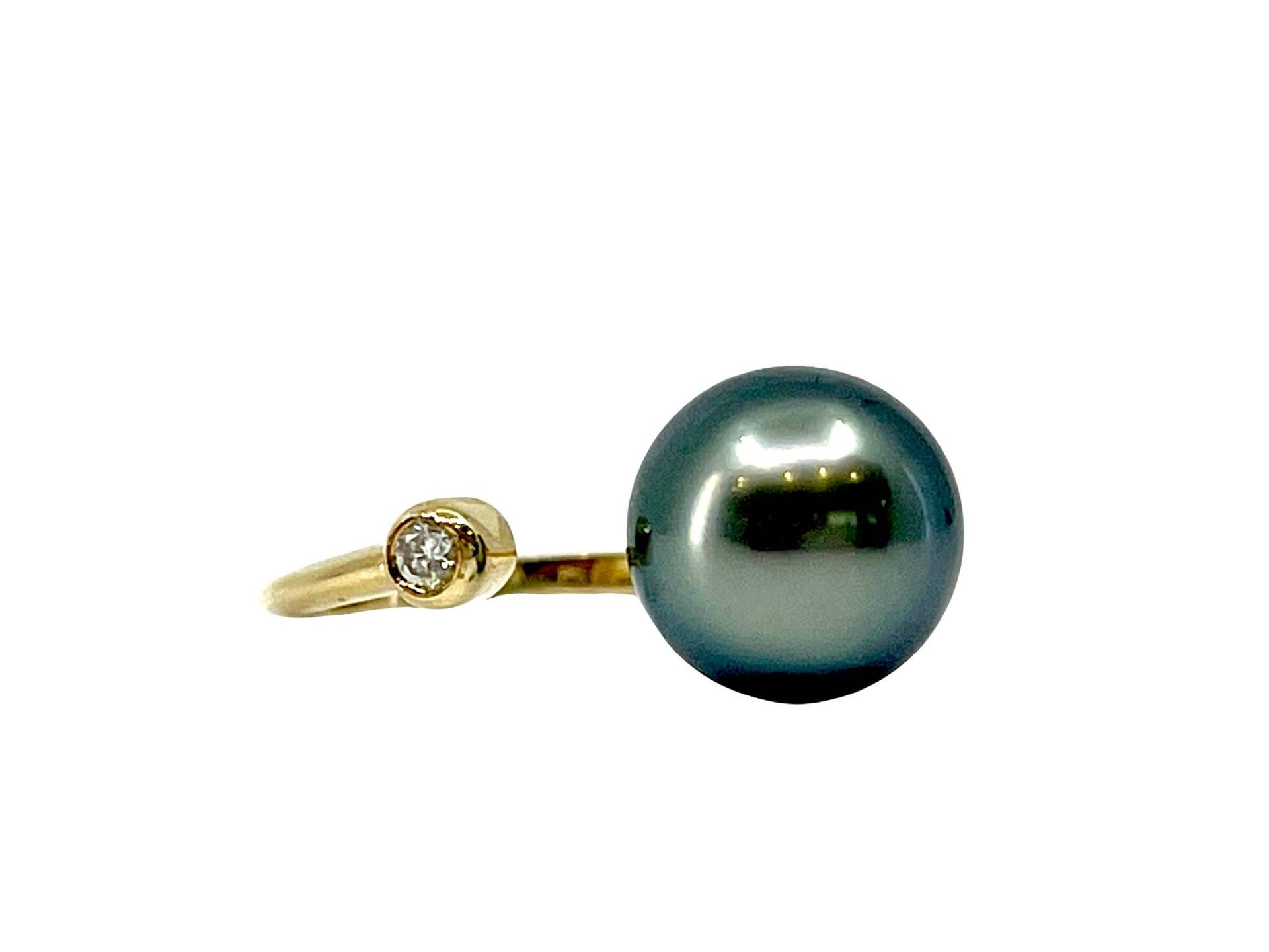 14K Gelbgold Tahitian Perle Und 0, 03Cttw Diamant Ring von JewelsbyKSBDesigns