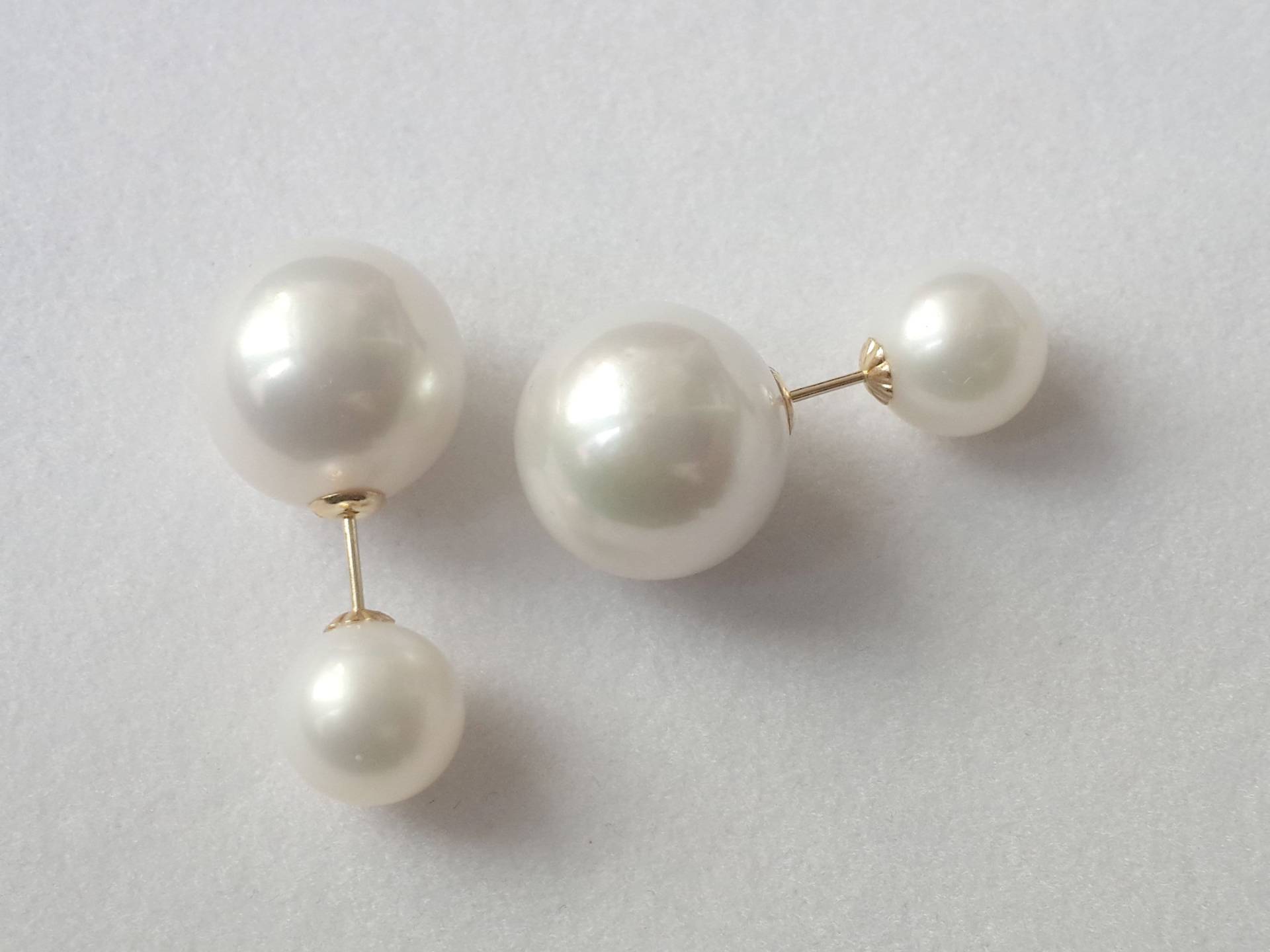 Echte Weiße Edison Doppelseitige Perle Ohrstecker Mit 18K Gelbgold Ohrring Post Echte Weiße Edison Doppelseitige Perle Ohrstecker Mit 18K Gelbgold Ohrring Post von JewelsbyKitty