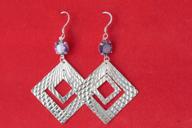 sterling Silber Amethyst Kristall Tropfen Ohrringe, Diamant Blatt Ohrringe sterling Silber Amethyst Kristall Tropfen Ohrringe, Diamant Blatt Ohrringe von JewelsbyKitty