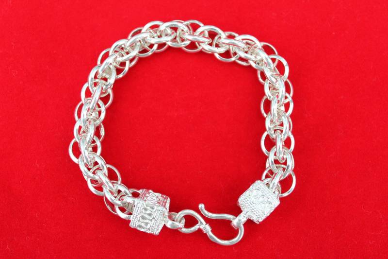 sterling Silber Kettenarmband, Fahrrad Link Chainmaille, S-Verschluss sterling Silber Kettenarmband, Fahrrad Link Chainmaille, S-Verschluss von JewelsbyKitty