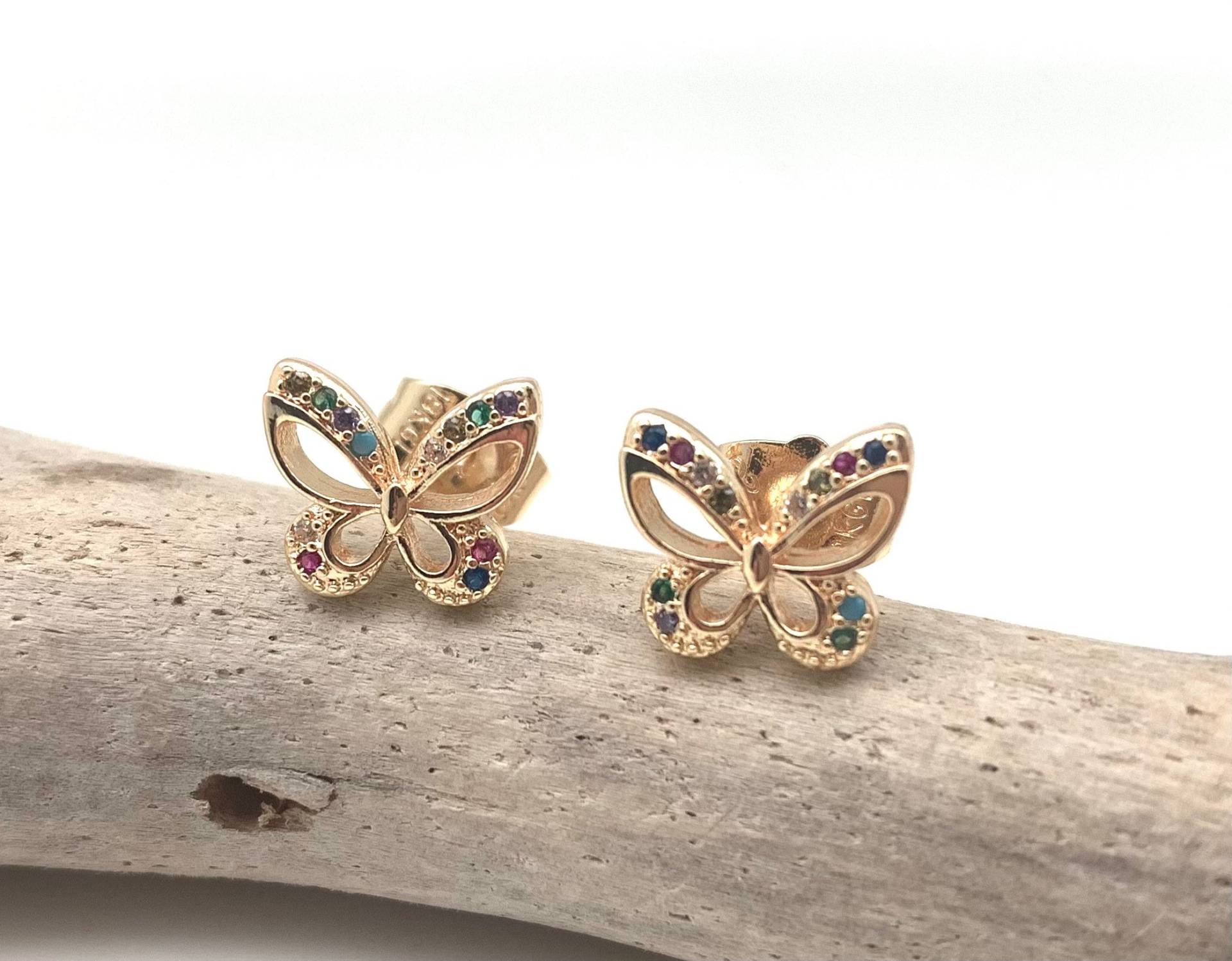 Schmetterling Gold Postohrringe - Bunte Ohrstecker 10mm Ohrringe Regenbogen Leichtgewicht Goldfill- Hypoallergen Schmetterling Gold Postohrringe - Bunte Ohrstecker 10mm Ohrringe Regenbogen Leichtgewicht Goldfill- Hypoallergen von JewelsbyMikiNamiki
