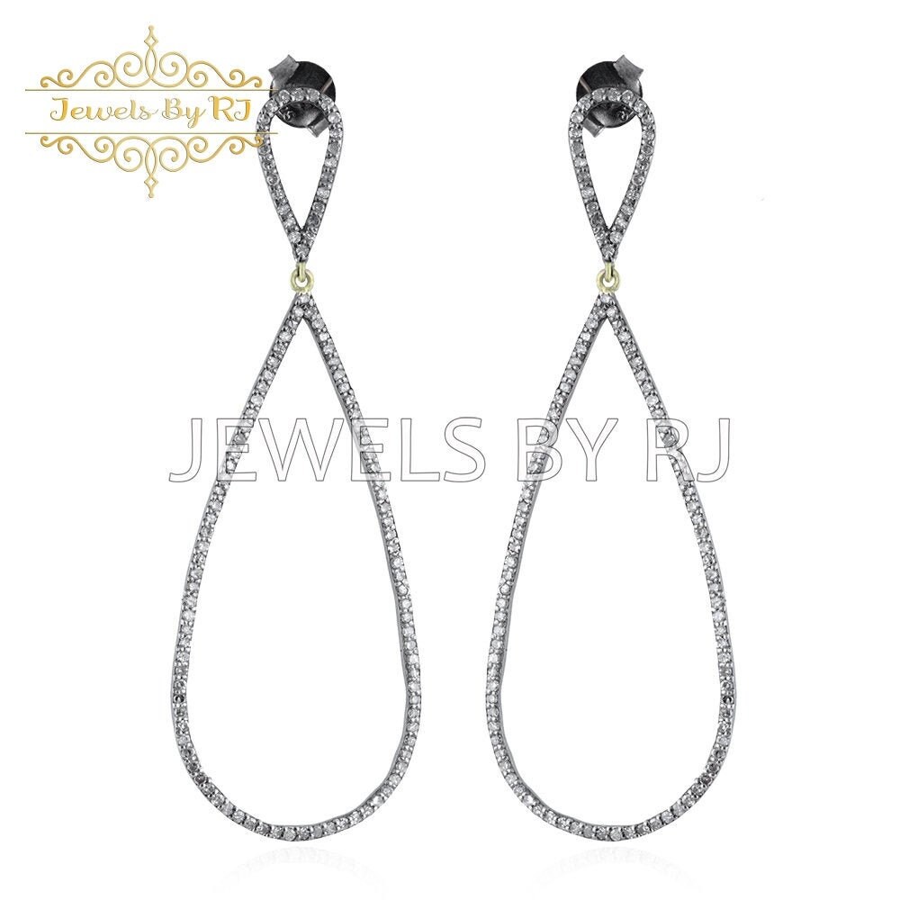 925 Silber Diamant Ohrringe, Pave Oxidierte Ohrringe von JewelsbyRJ