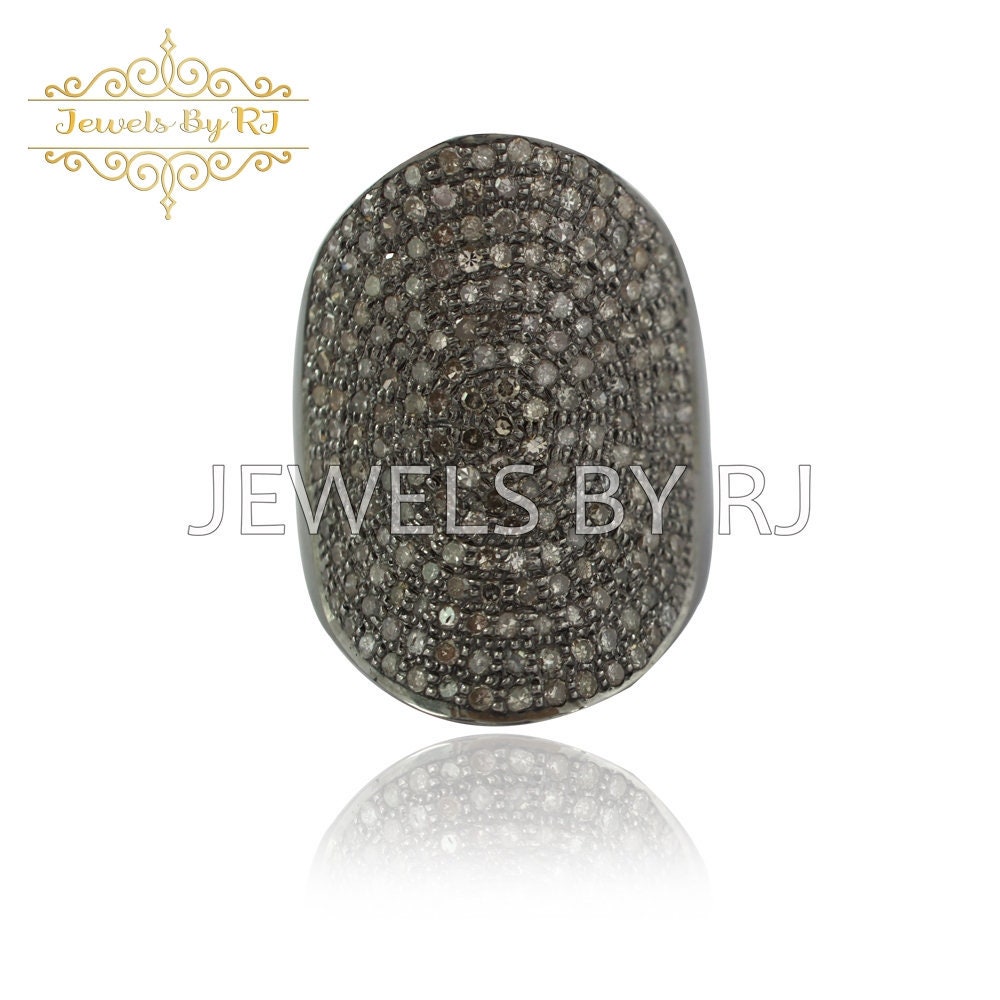 Pave Diamant Ring, Silber 925 Oxidiert Schmuck, Designer Ring von JewelsbyRJ