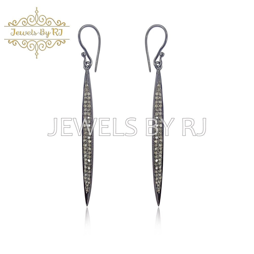 Pave Diamant Silber Ohrringe, 925 Spike Oxidiert Ohrringe Schmuck von JewelsbyRJ