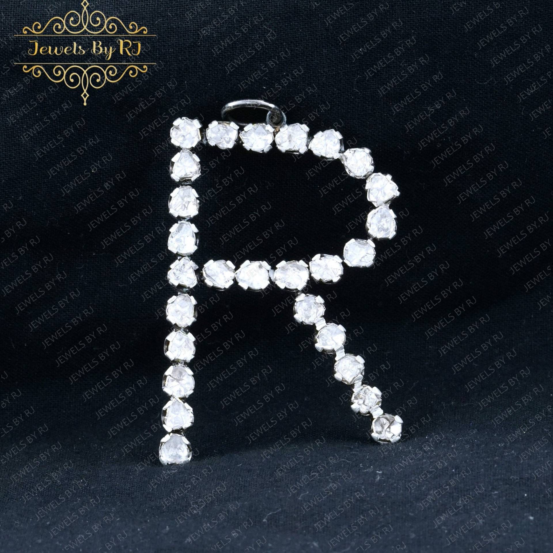 Polki Diamant Initial Anhänger, Silber R 925 Anhänger von JewelsbyRJ