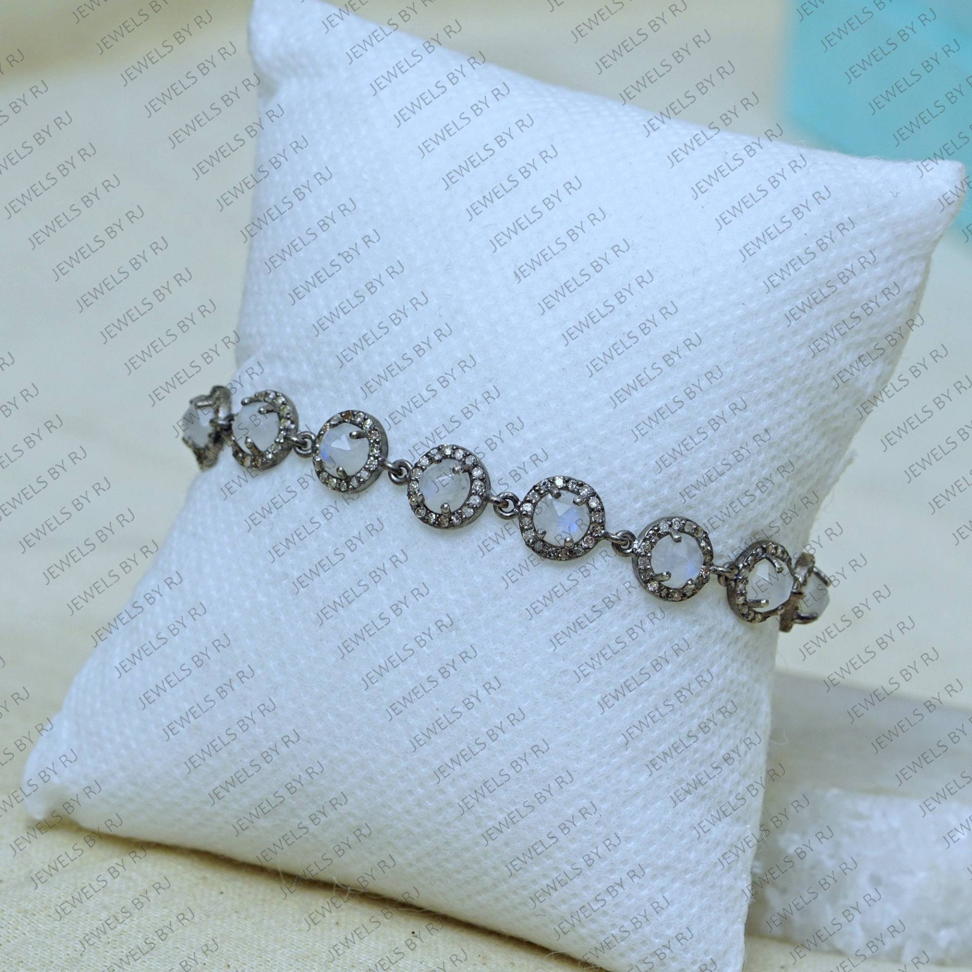 Silber Diamant & Mondstein Edelstein Armbänder, 925 Schmuck, Armband Silber Diamant & Mondstein Edelstein Armbänder, 925 Schmuck, Armband von JewelsbyRJ