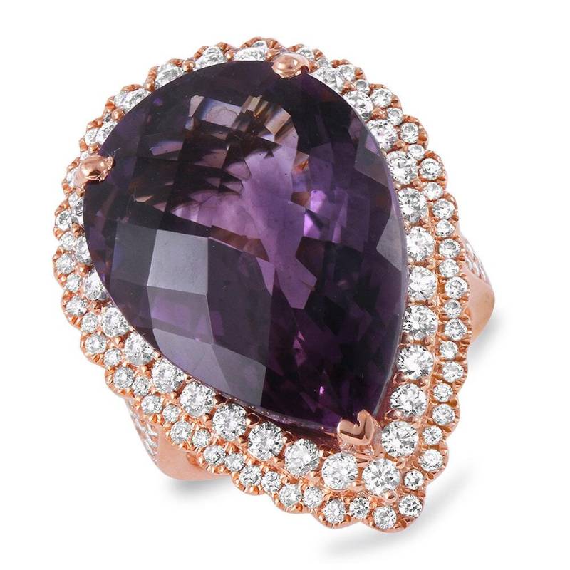 Amethyst Mittelstein Diamant Ring von Jewelsdot