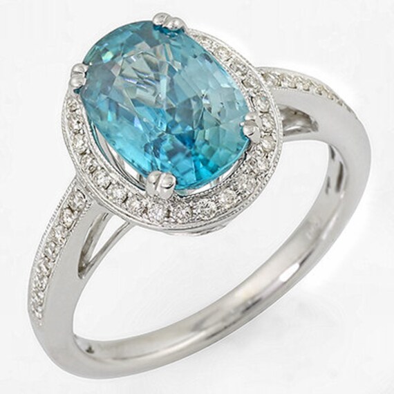 Blau Zirkon Und Diamant Ring von Jewelsdot