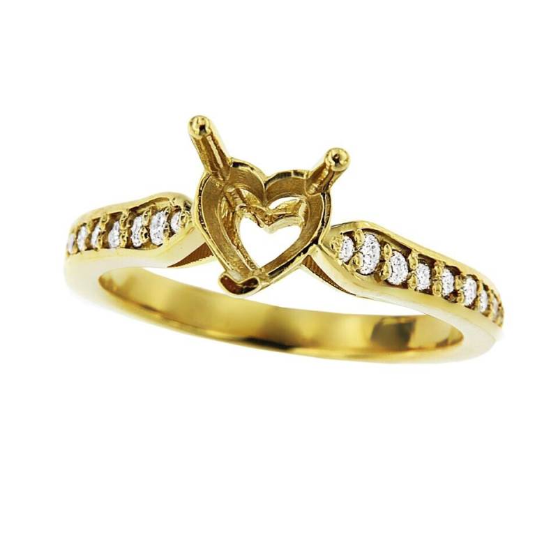 Diamant Und Solid Gold Semi-Mount Für Herzform Mittelstein von Jewelsdot