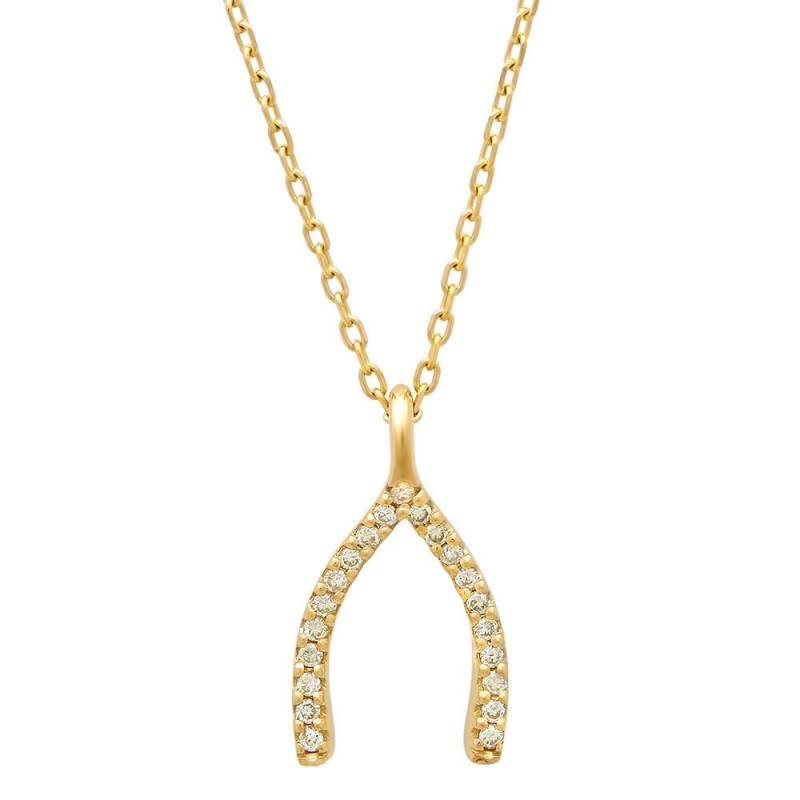 Diamant Wishbone Anhänger Mit Kette von Jewelsdot