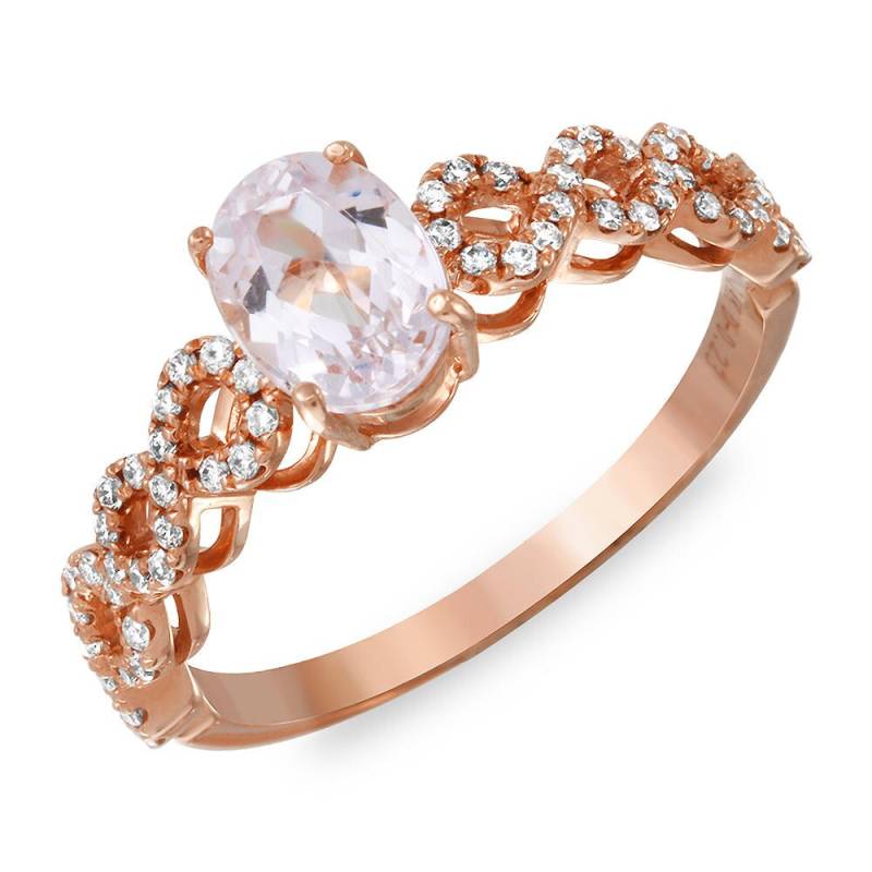 Exquisiter 14K Rose Gold Ring Mit Einem Kunzit Mittelstein von Jewelsdot