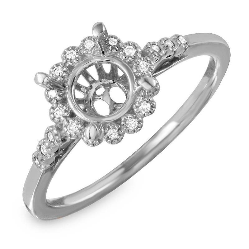 Halb Montierter Diamantring Für Runden Mittelstein von Jewelsdot