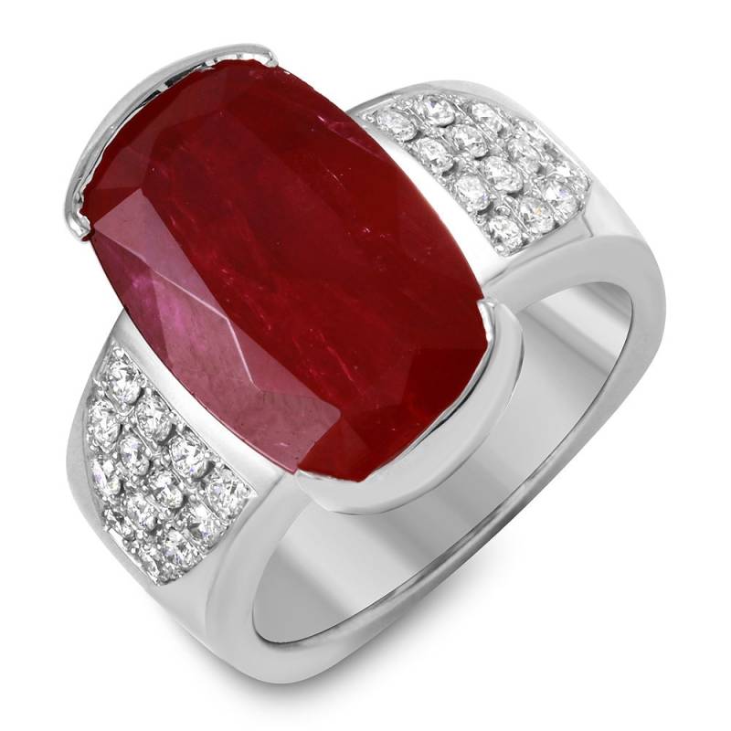 Oval Rubin Mittelstein Diamant Ring von Jewelsdot