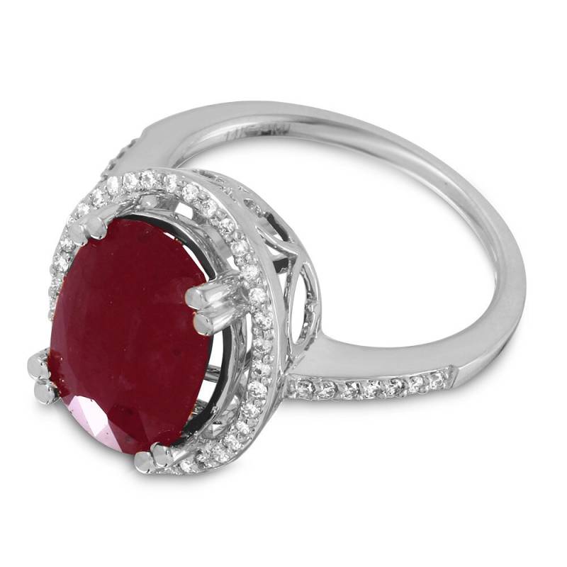 Oval Rubin Mittelstein Diamant Ring von Jewelsdot