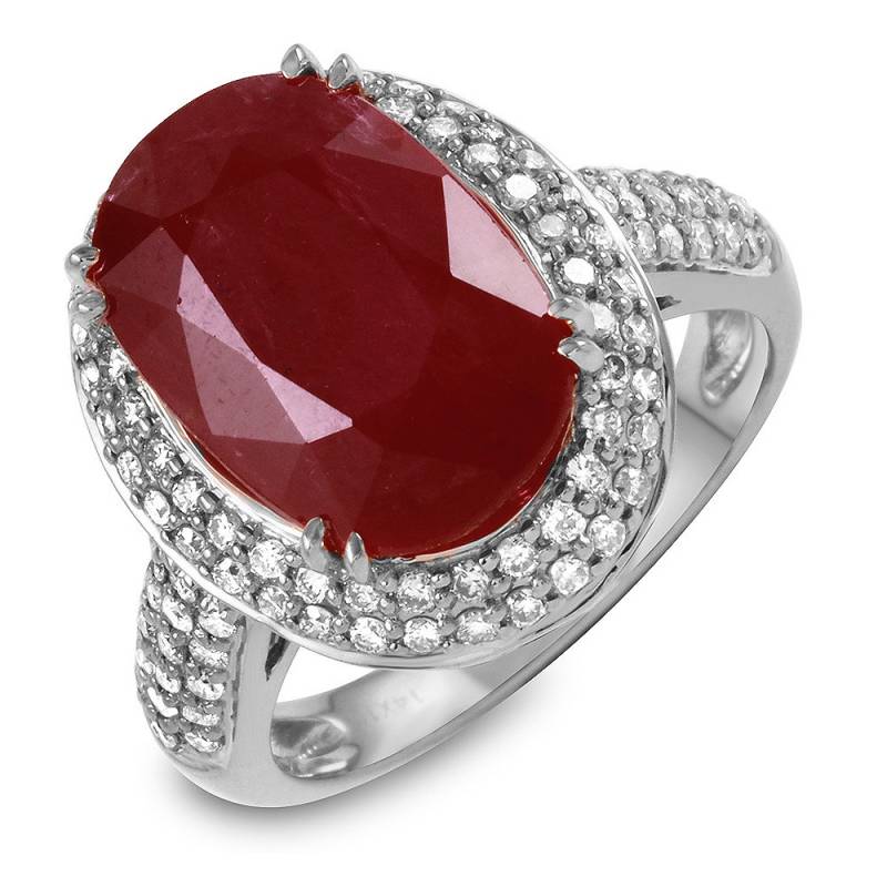 Oval Rubin Mittelstein Diamant Ring von Jewelsdot