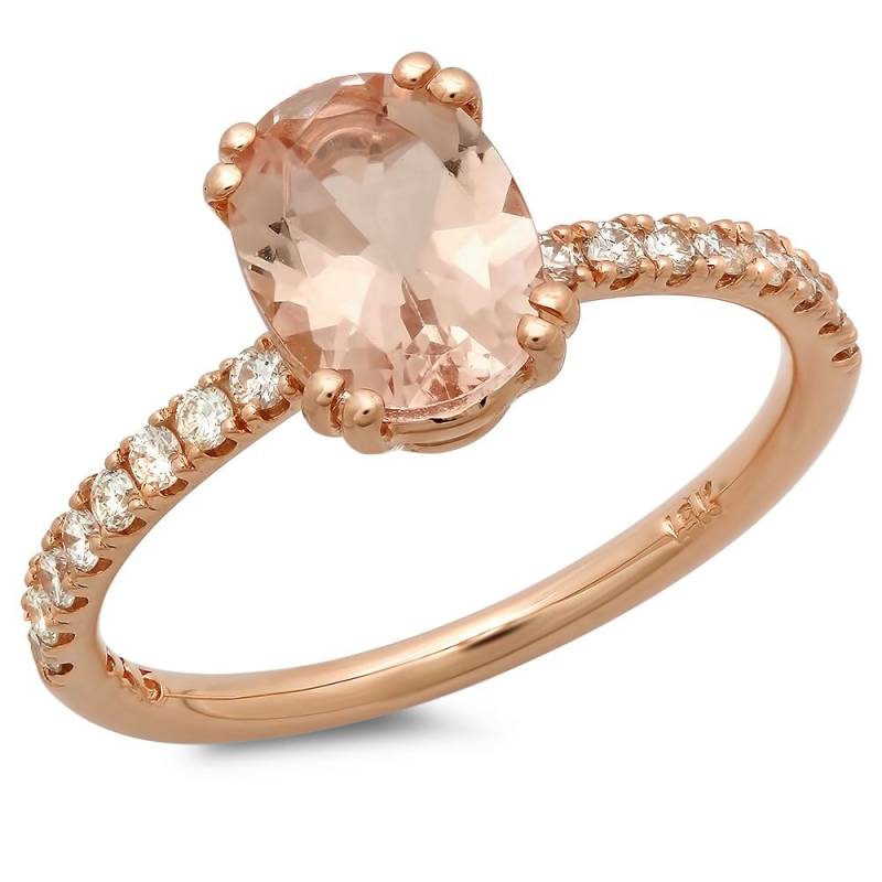 Rose Gold Diamant Ring Mit Morganit Center Stone von Jewelsdot