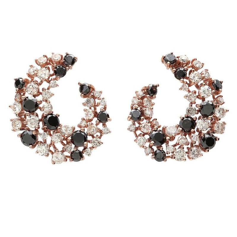 Rose Gold Ohrringe Mit Weiß Und Schwarz Diamanten von Jewelsdot