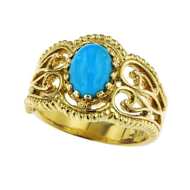 Vintage Style Gelb Gold Türkis Ring von Jewelsdot
