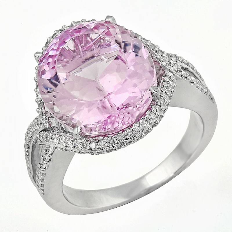 Weißgoldring Mit Kunzit Stein von Jewelsdot