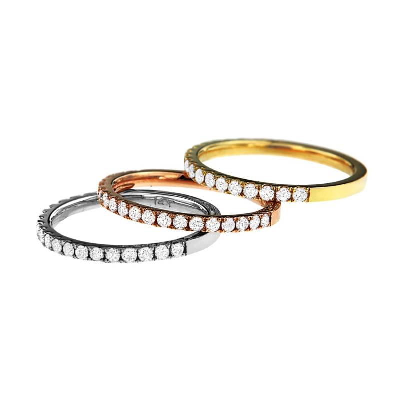 stapelbare Tri-Color Diamantringe in 14K Gold von Jewelsdot