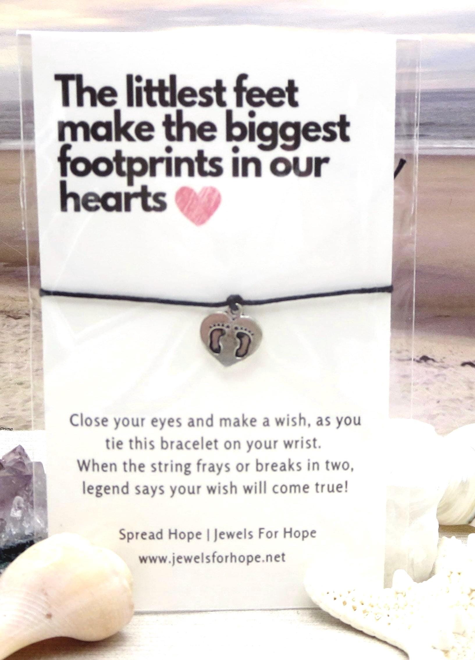 Baby Wunsch Armband, Schmuck, Der Zurück Gibt, Dünne Schwarze Schnur, Füße Charme Geschenk Für Eine Schwangere Freundin, Schwangerschaftansagekarte von Jewelsforhope