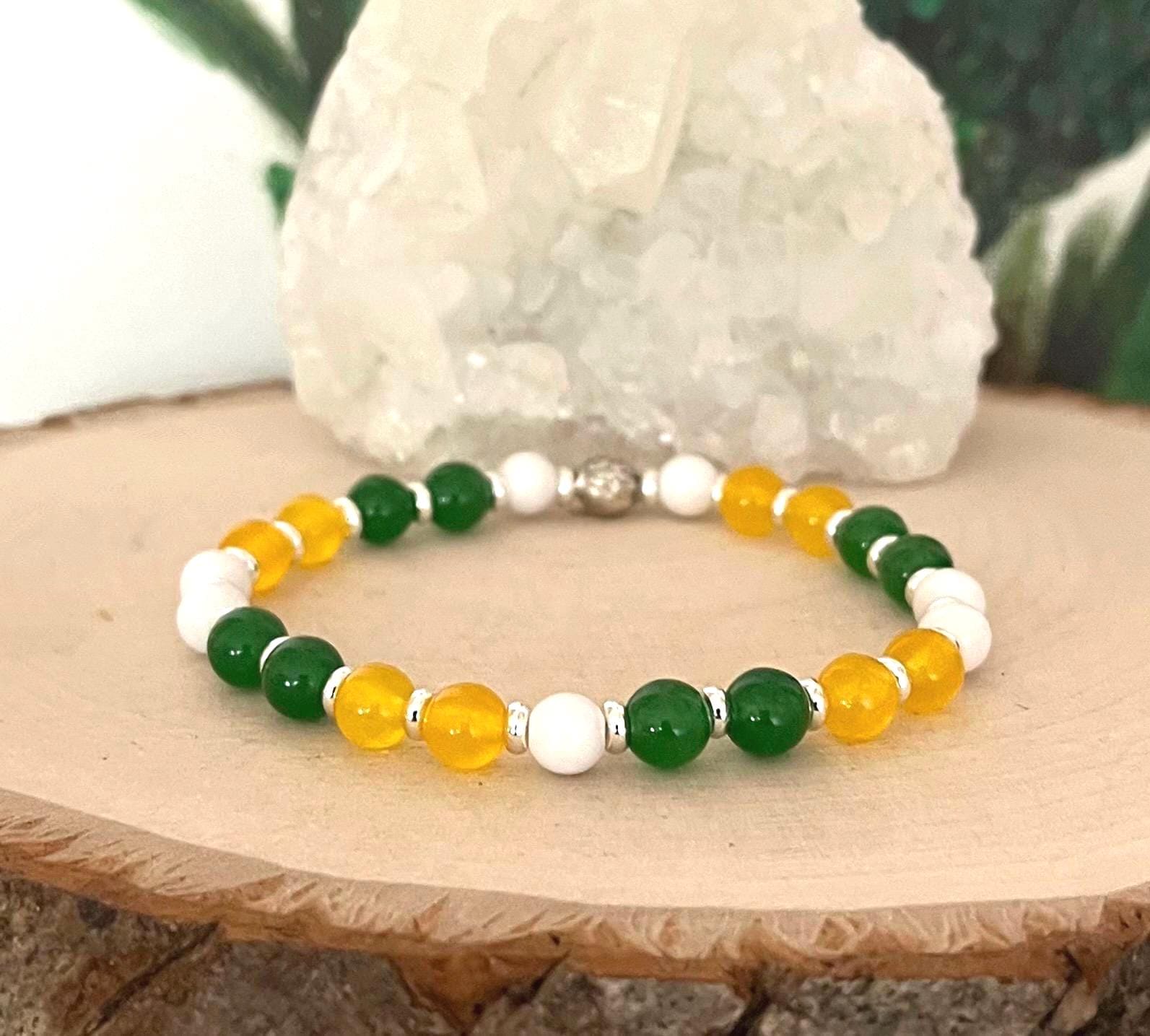 Gelb, Grün Und Weiß Unisex Stretch Packer Farben Armband Lieblings-Team Farbe Schmuck, Die Womens Mens Zurückgibt von Jewelsforhope