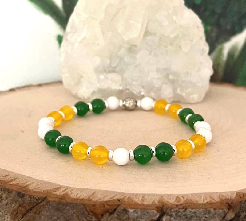 Gelb, Grün Und Weiß Unisex Stretch Packer Farben Armband Lieblings-Team Farbe Schmuck, Die Womens Mens Zurückgibt von Jewelsforhope