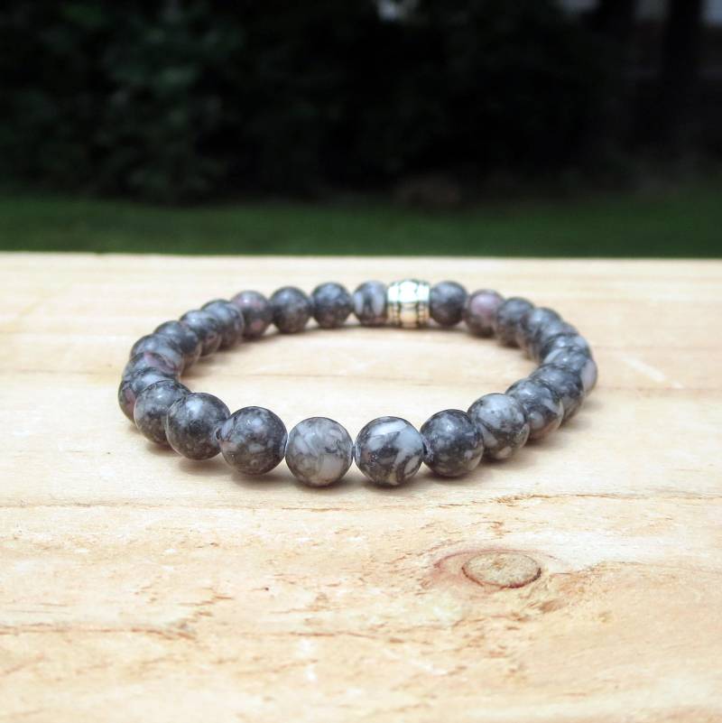 Graues Stein Stretch Herren Damen Armband Extra Klein Bis Extra Groß von Jewelsforhope