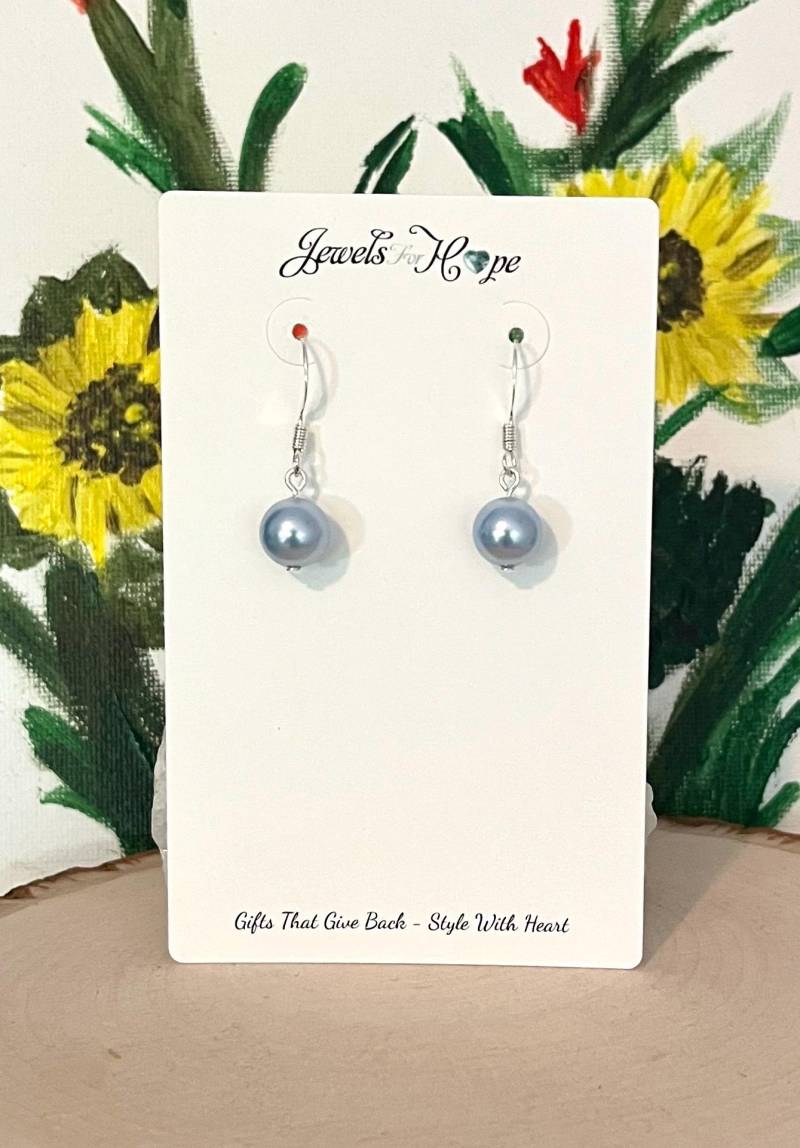 Hellblaue Swarovski Perle Ohrringe Stilvoll Einfach Alltag Sommer Frühling Damen Schmuck Baby Blau von Jewelsforhope