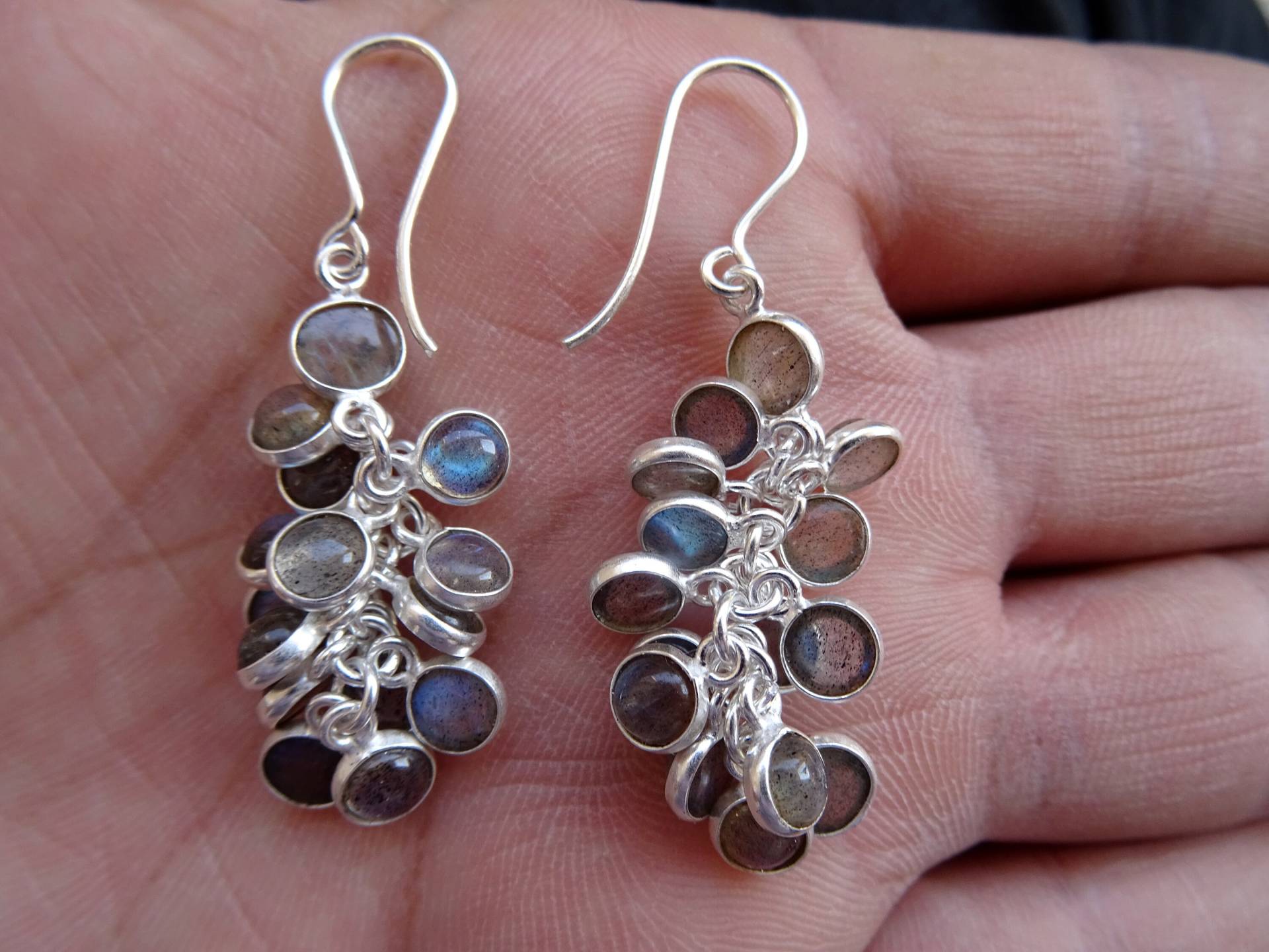 Labradorit Sterling Silber Schmuck, Opal Geformt Cabochon Cluster Ohrringe, Geschenk Für Sie Labradorit Sterling Silber Schmuck, Opal Geformt Cabochon Cluster Ohrringe, Geschenk Für Sie von JewelsgalleryByJyoti
