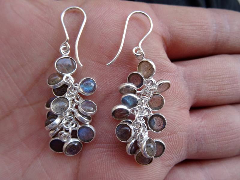 Labradorit Sterling Silber Schmuck, Opal Geformt Cabochon Cluster Ohrringe, Geschenk Für Sie Labradorit Sterling Silber Schmuck, Opal Geformt Cabochon Cluster Ohrringe, Geschenk Für Sie von JewelsgalleryByJyoti