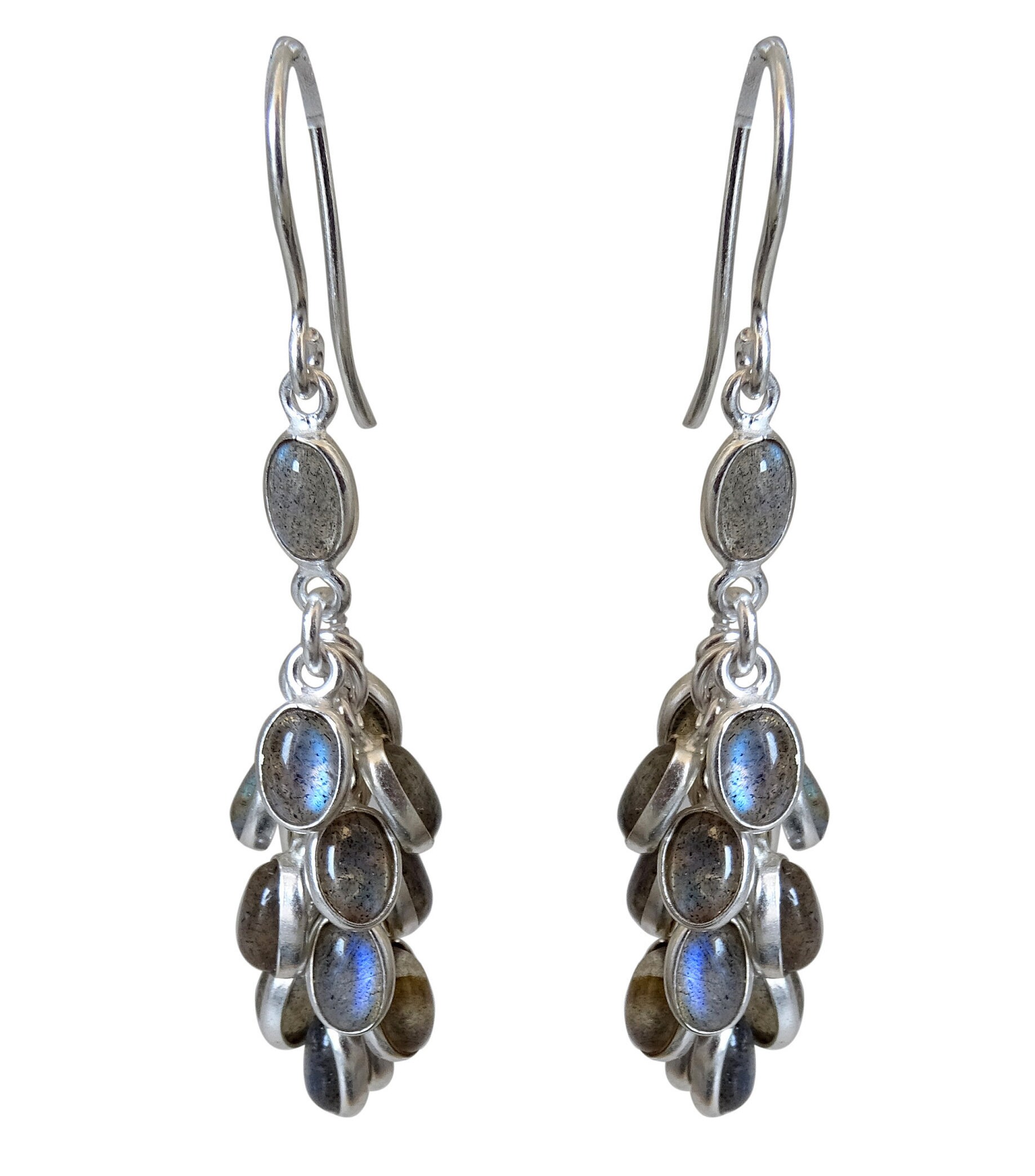Labradorit Sterling Silber Schmuck, Opal Geformte Cabochon Cluster Ohrringe, Geschenk Für Sie Labradorit Sterling Silber Schmuck, Opal Geformte Cabochon Cluster Ohrringe, Geschenk Für Sie von JewelsgalleryByJyoti