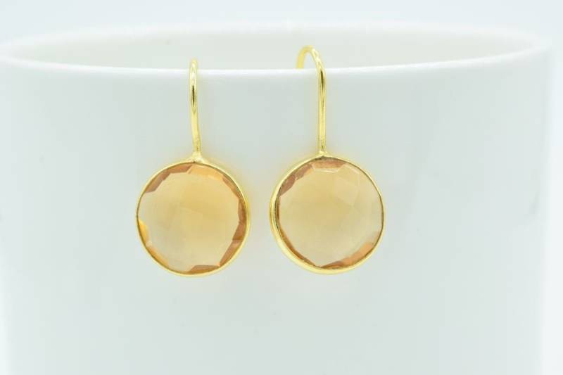 Citrin Ohrring, Gold Baumeln Ohrring, November Geburtsstein, Edelstein Ohrring, Tropfen Ohrring, Baumelnde Ohrring, Quarz Ohrring von Jewelsmilano