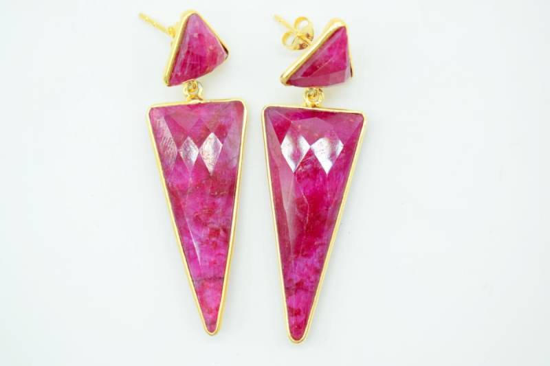 Echte Rubin Ohrringe in Sterlingsilber 925 | Rot Edelstein Trillon Schmuck Juli Geburtsstein Liebe Geschenk Für Frauen von Jewelsmilano