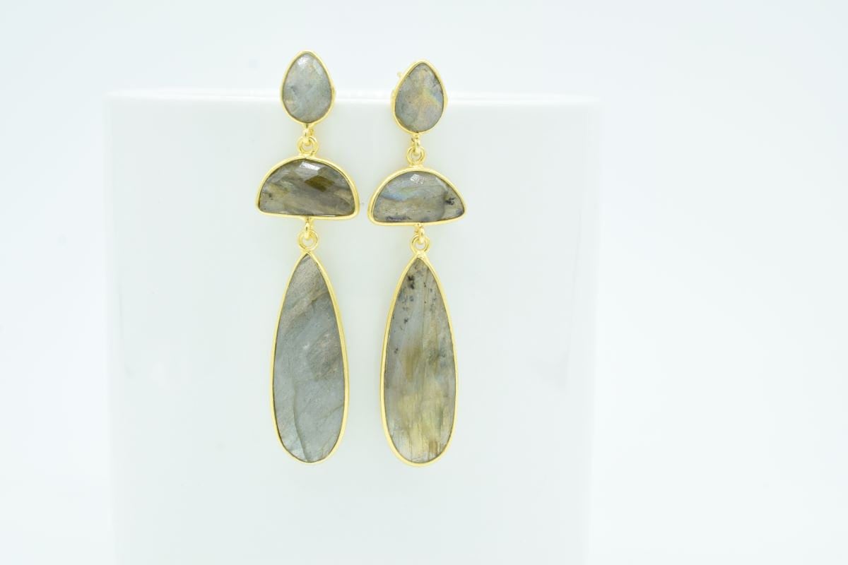 Gold Labradorit Tropfen Ohrring, Brautjungfer Graue Stein Sommer Ohrringe von Jewelsmilano