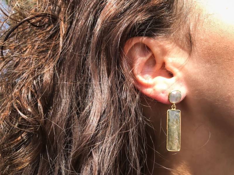 Labradorit Ohrring, Langer Tropfen Ohrring, Einfacher Ohrring, Brautjungfer Geschenk, Dangle Ohrring, Labradorit Ohrring, Statement Ohrring, Tropfen von Jewelsmilano