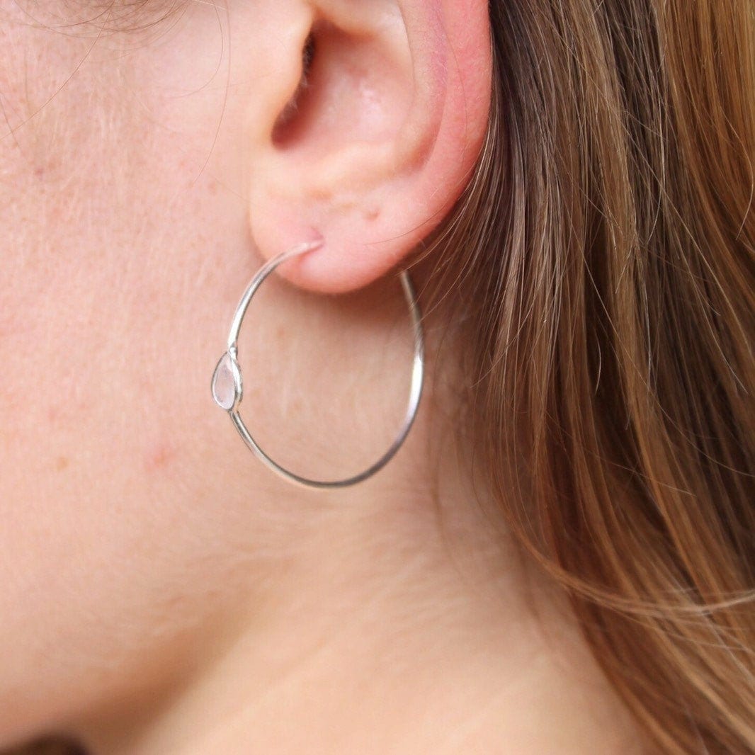 Mondstein Ohrringe, Weiße Stein Ohrringe, Juni Geburtstag Geschenk, Schmuck, Birthstone Ohrringe, Edelstein Creolen, Geschenk Für Brautjungfern von Jewelsmilano