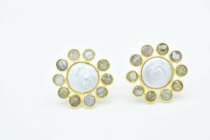 Multi Stein Ohrstecker, Labradorit Ohrstecker, Edelstein Ohrstecker von Jewelsmilano